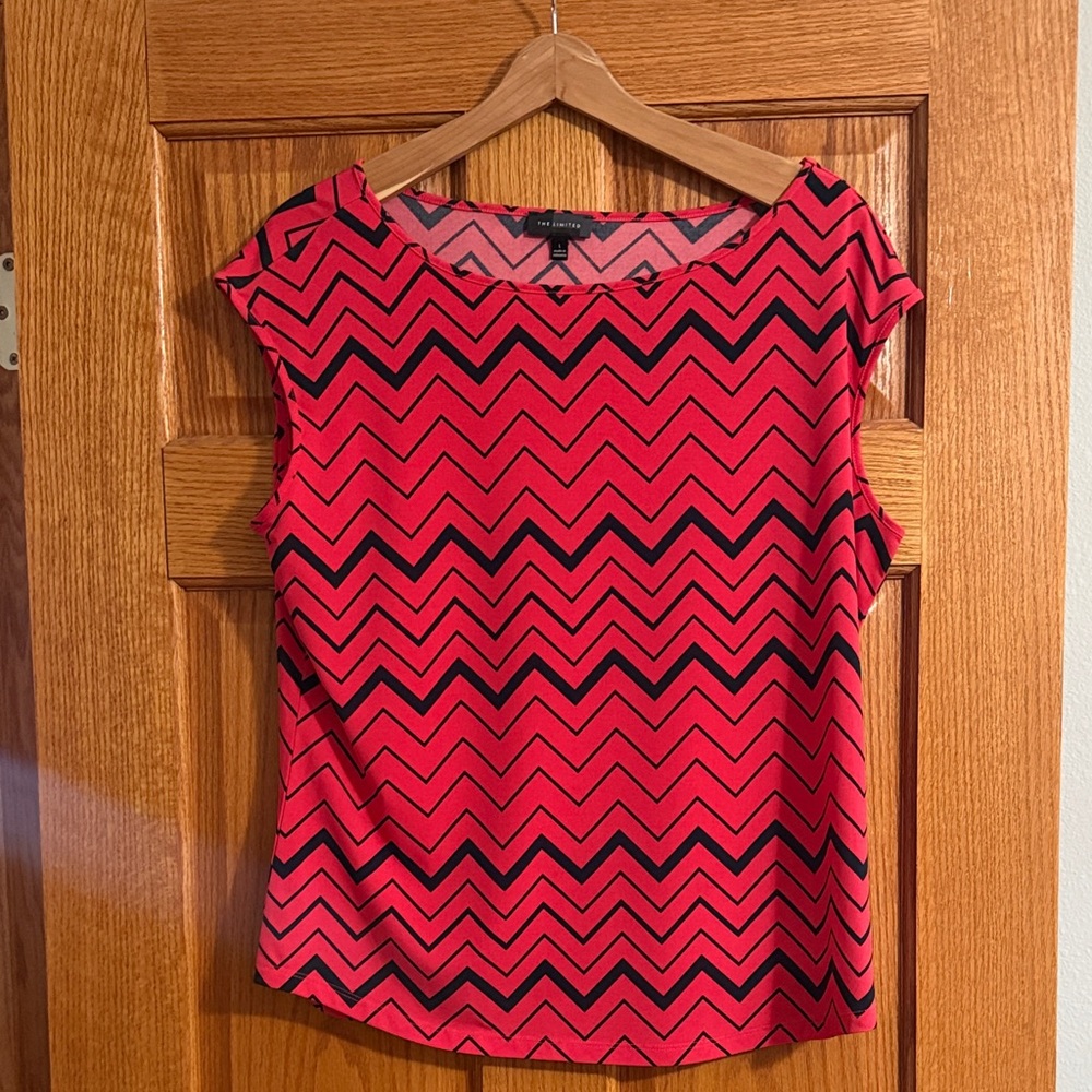 The Limited Pink and Black Zigzag Blouse